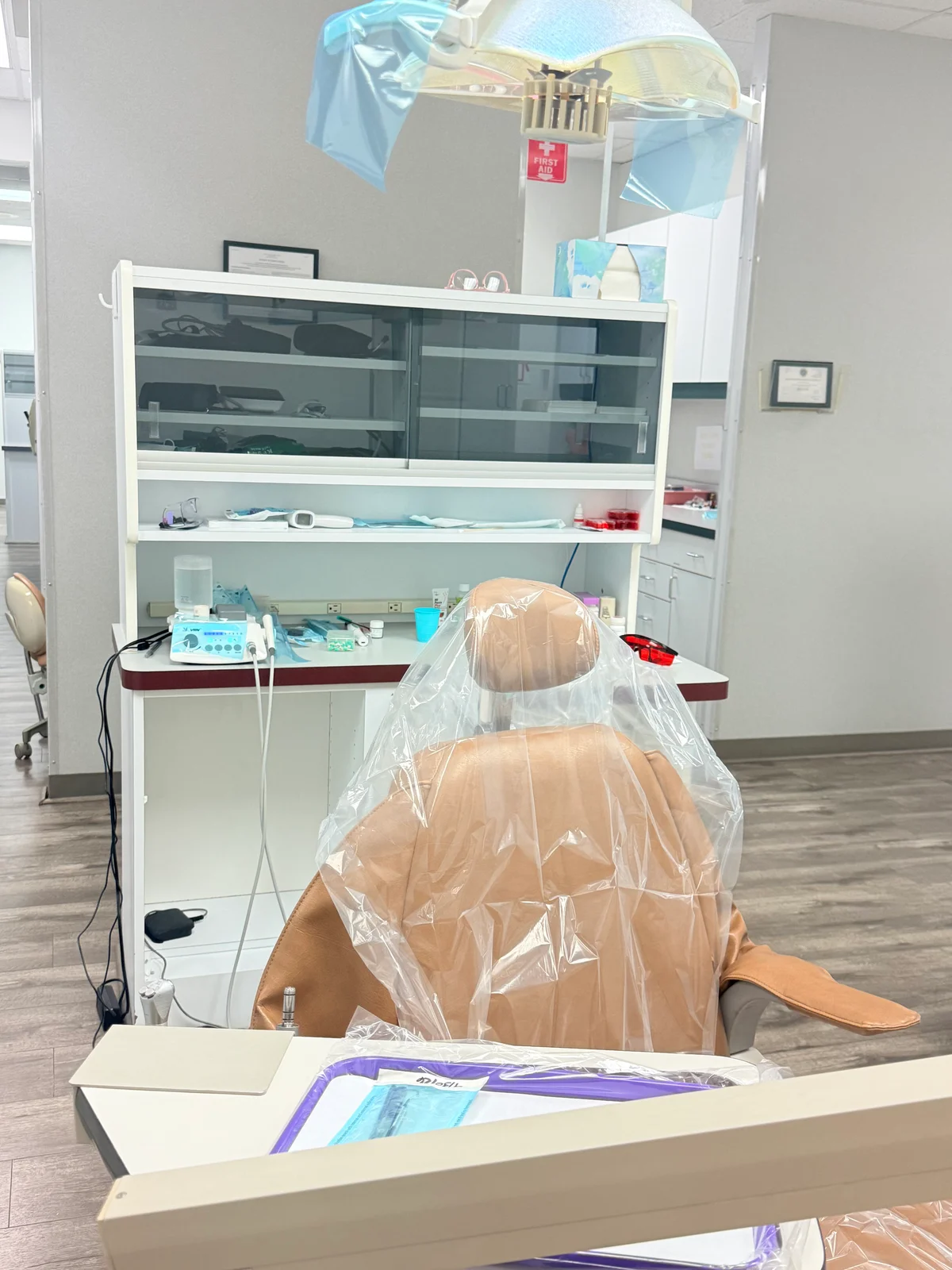 Dental chair and equipment in a treatment room
