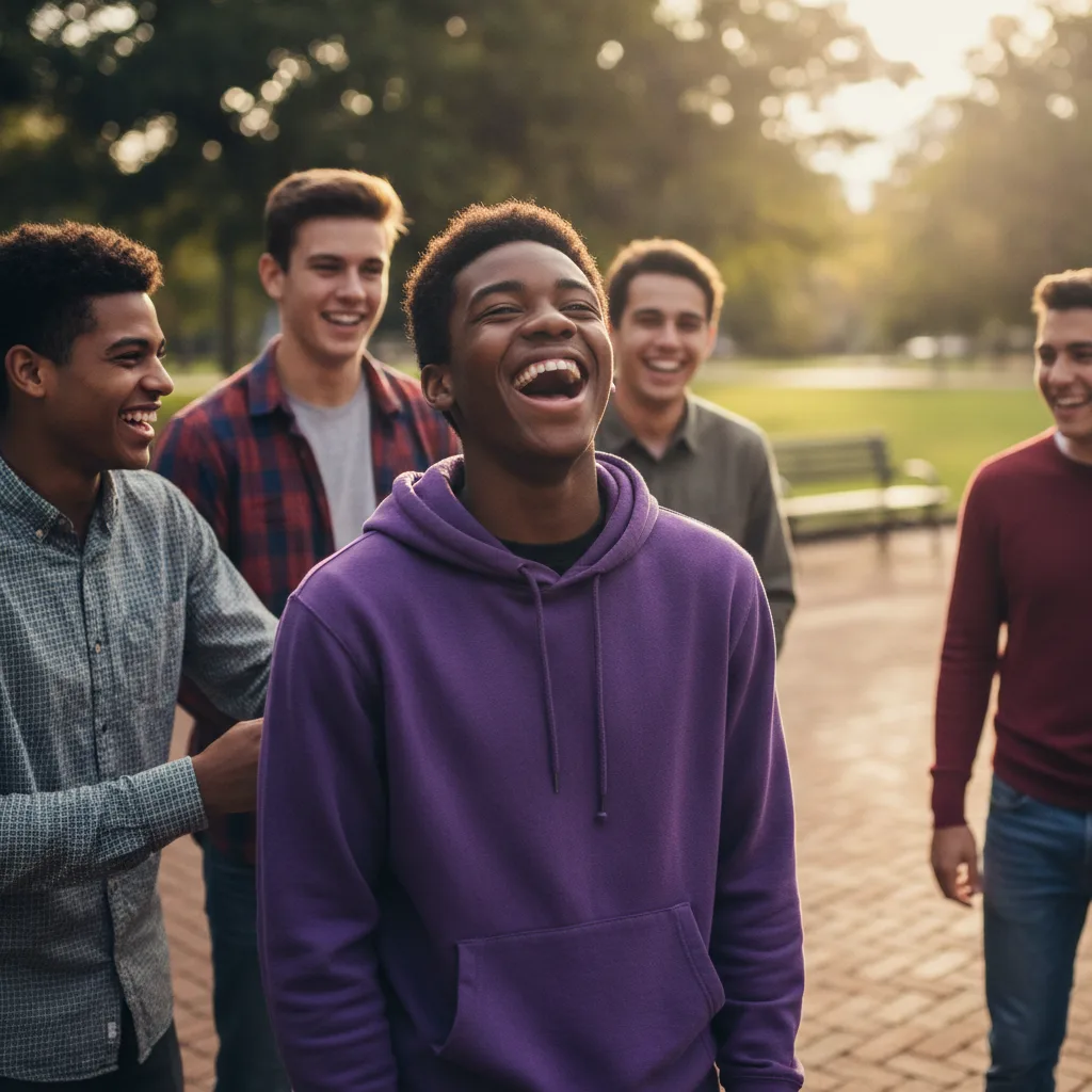 Friends smiling together outdoors