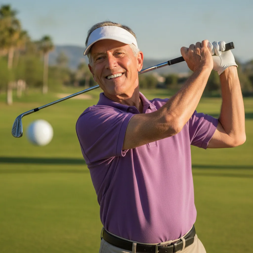 An older man playing golf