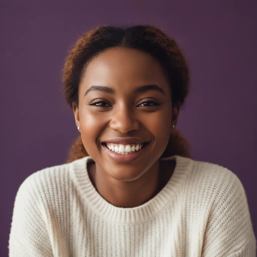 A woman showing her smile